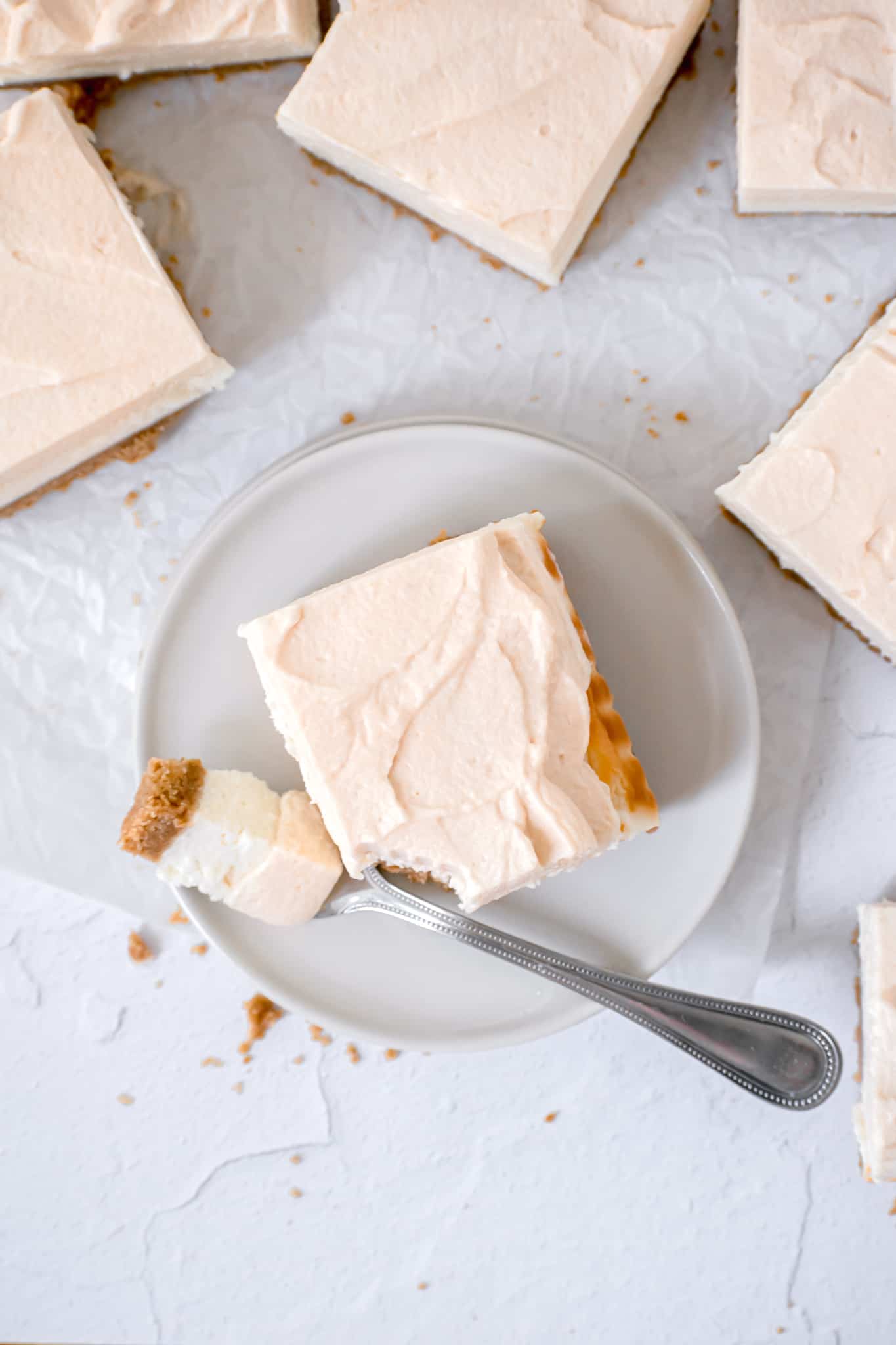 Vanilla Cheesecake Bars with Caramel Mousse