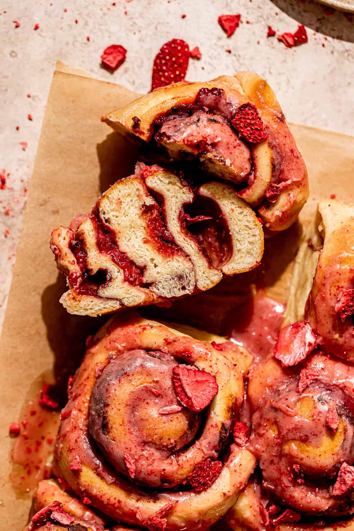 Roasted Strawberry Cinnamon Rolls