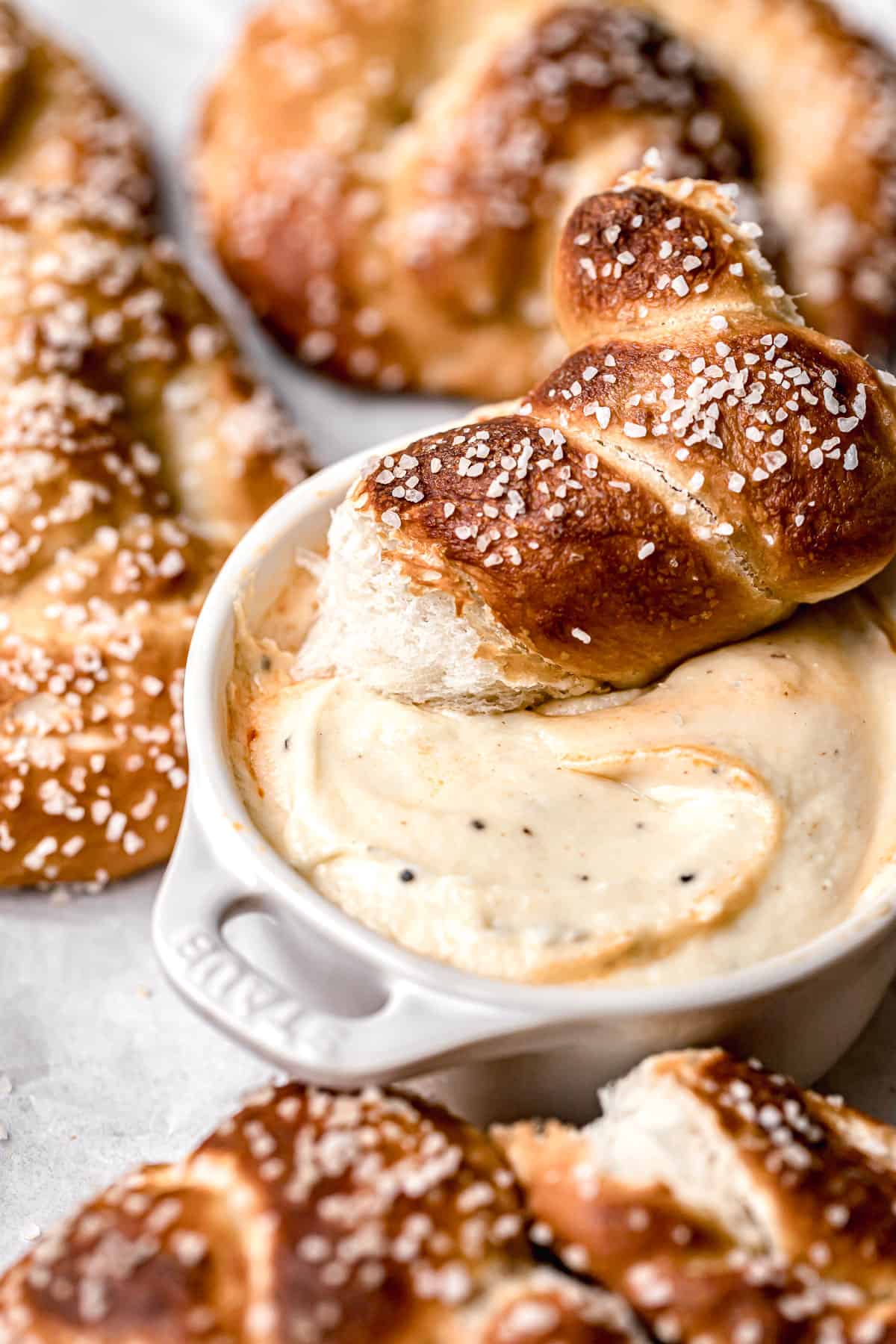 Salted Soft Pretzels with Cheese Dip