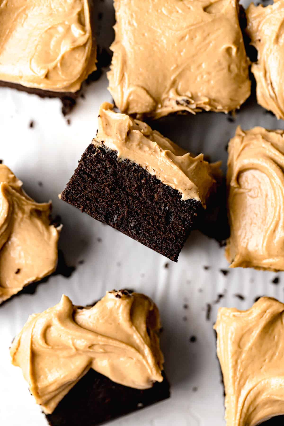 Chocolate Snack Cake with Peanut Butter Frosting