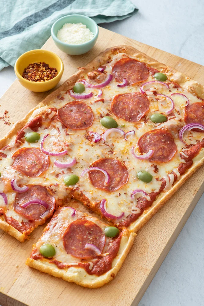 Sheet Pan Pizza with No-Yeast Crust