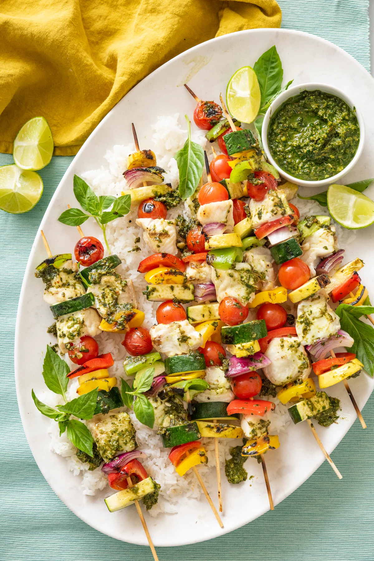 Halibut Pesto Kabobs