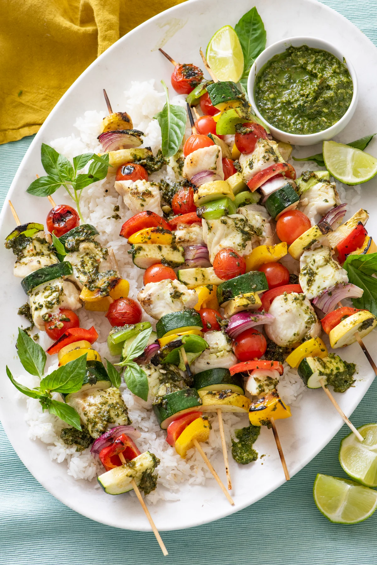 Halibut Pesto Kabobs