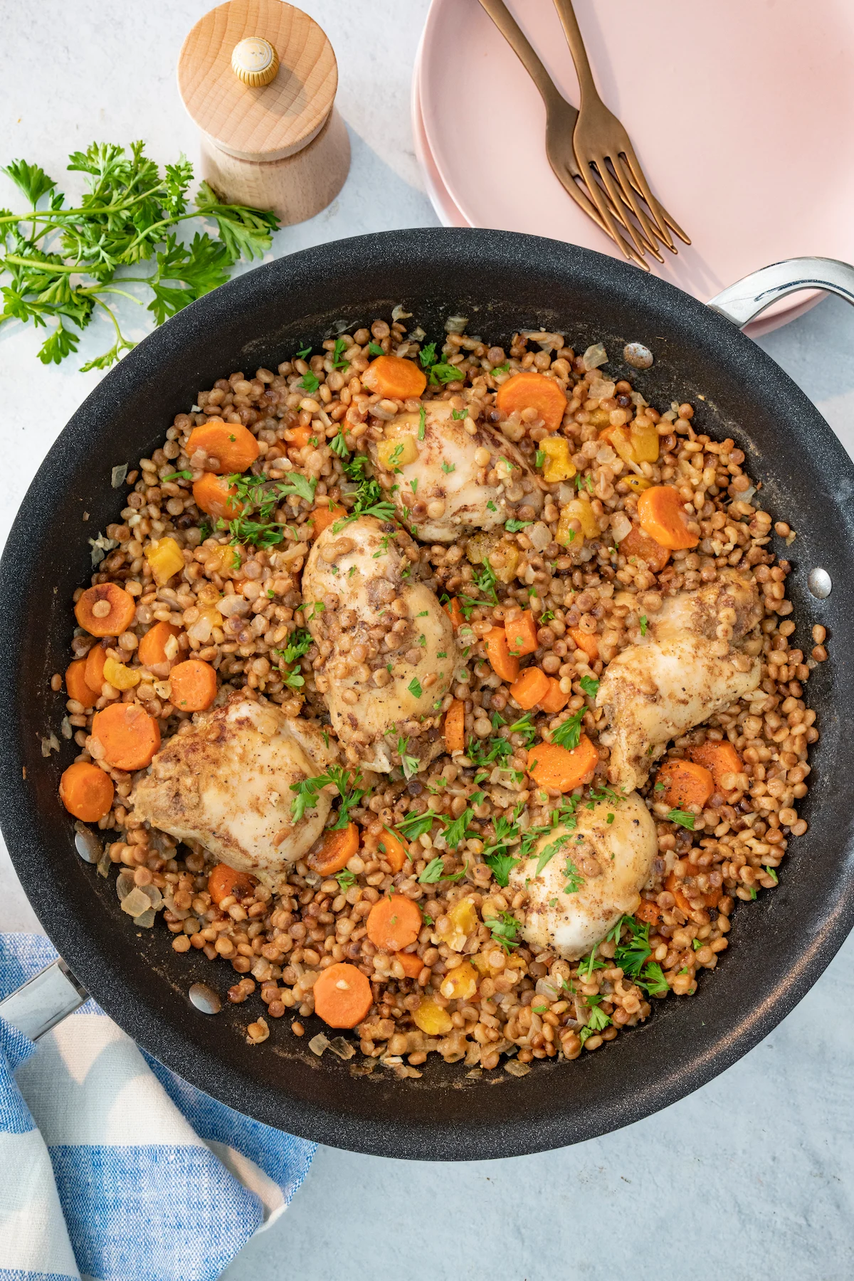 One Pot Spiced Chicken with Toasted Couscous