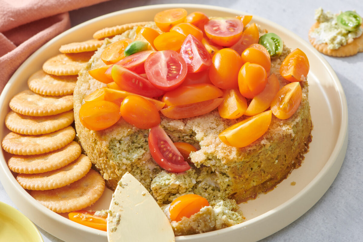 Savory Basil Pesto Cheesecake Dip