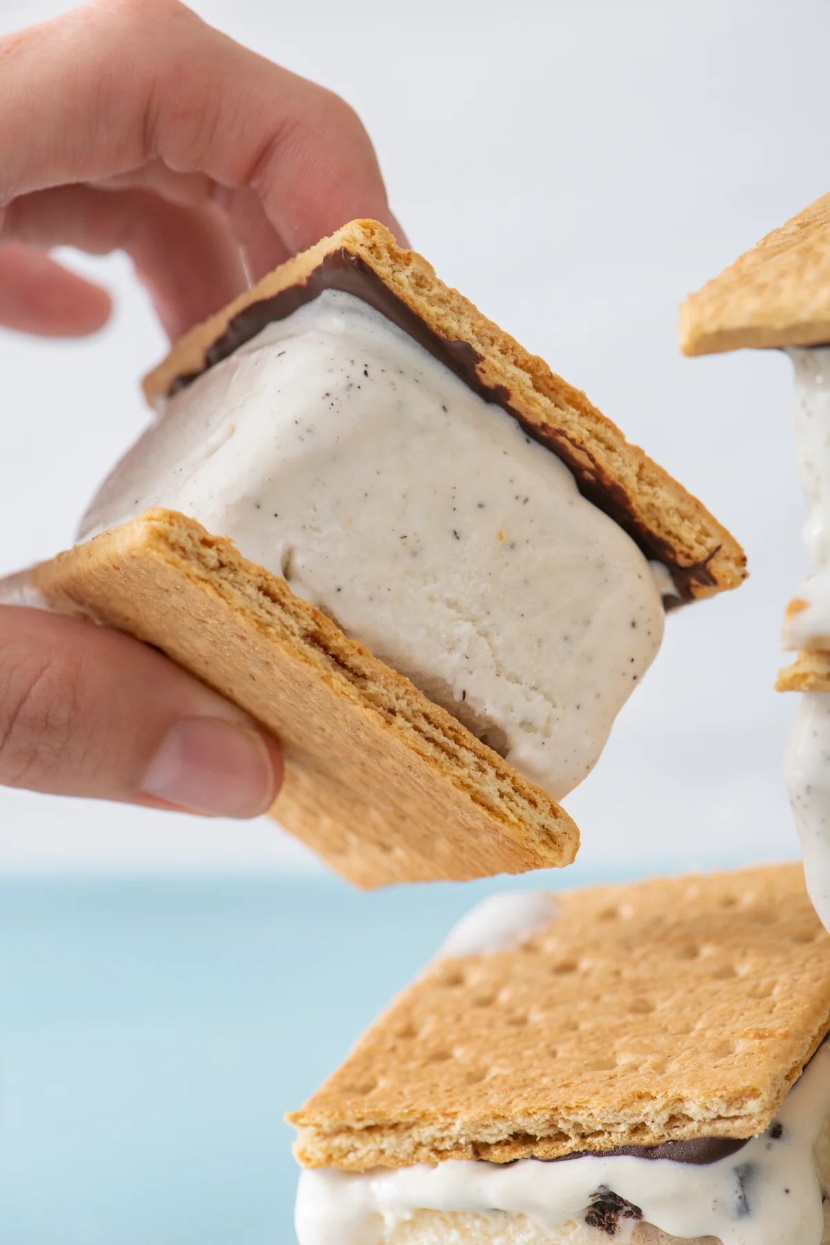 Graham Cracker Chocolate Dipped Ice Cream Sandwiches