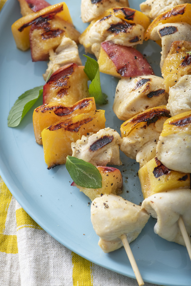 Chicken, Peach & Bell Pepper Skewers