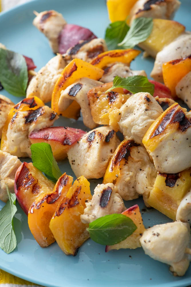 Chicken, Peach & Bell Pepper Skewers