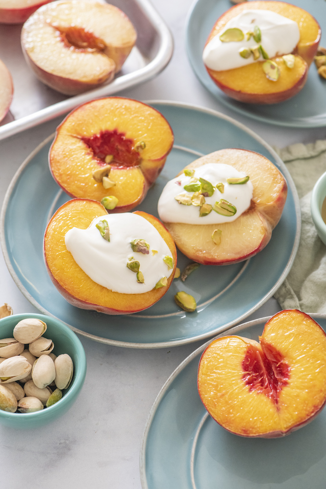Baked Nectarines with Honey Yogurt Sauce