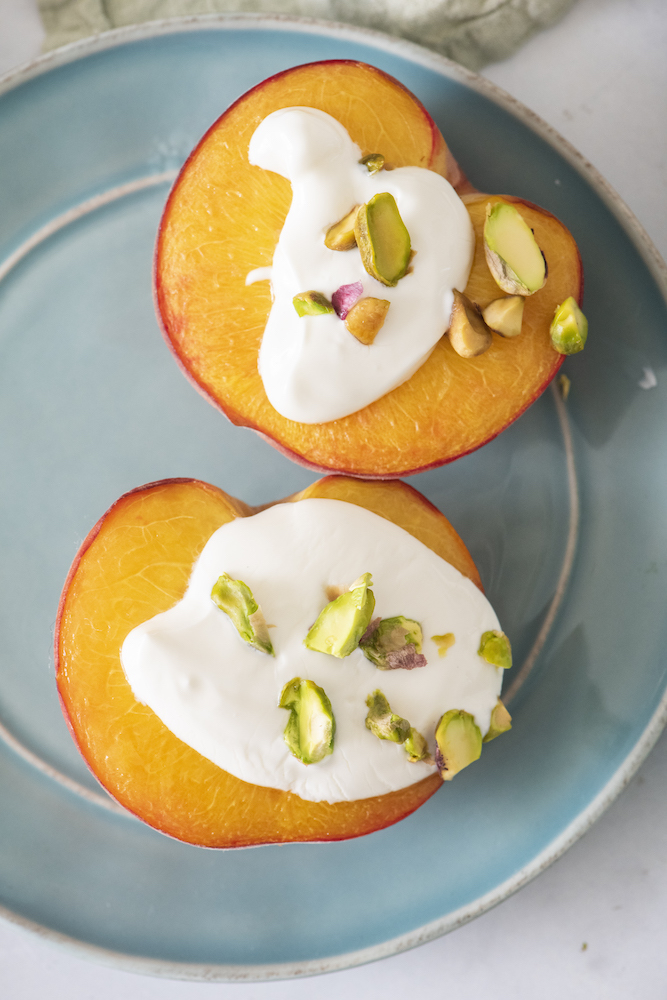 Baked Nectarines with Honey Yogurt Sauce