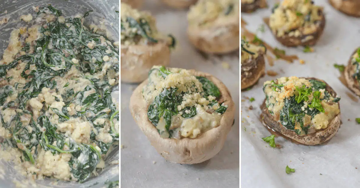 Spinach and Boursin Cheese Stuffed Mushrooms