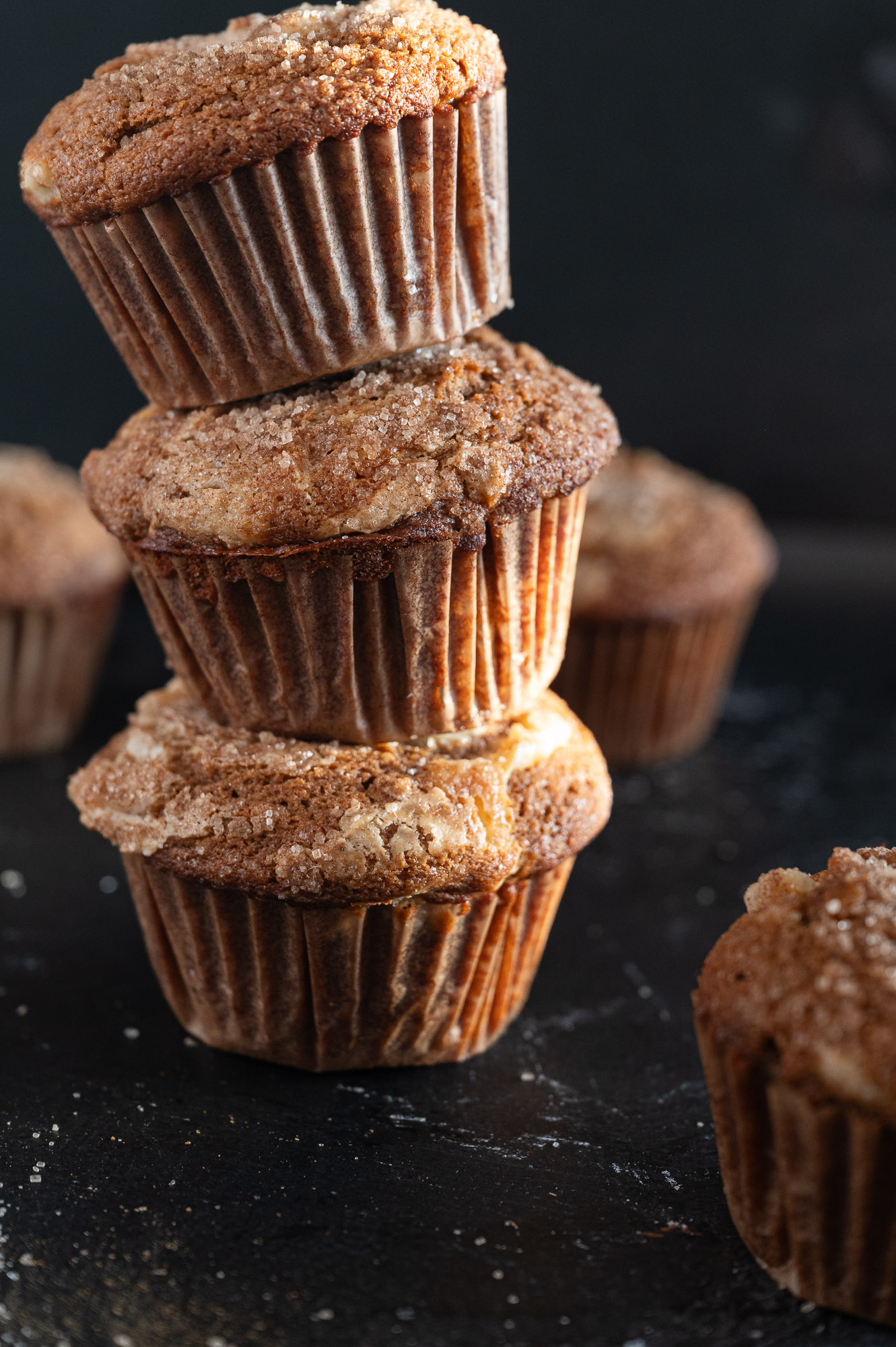 Brown Butter Gingerbread Muffins with Cream Cheese Swirl
