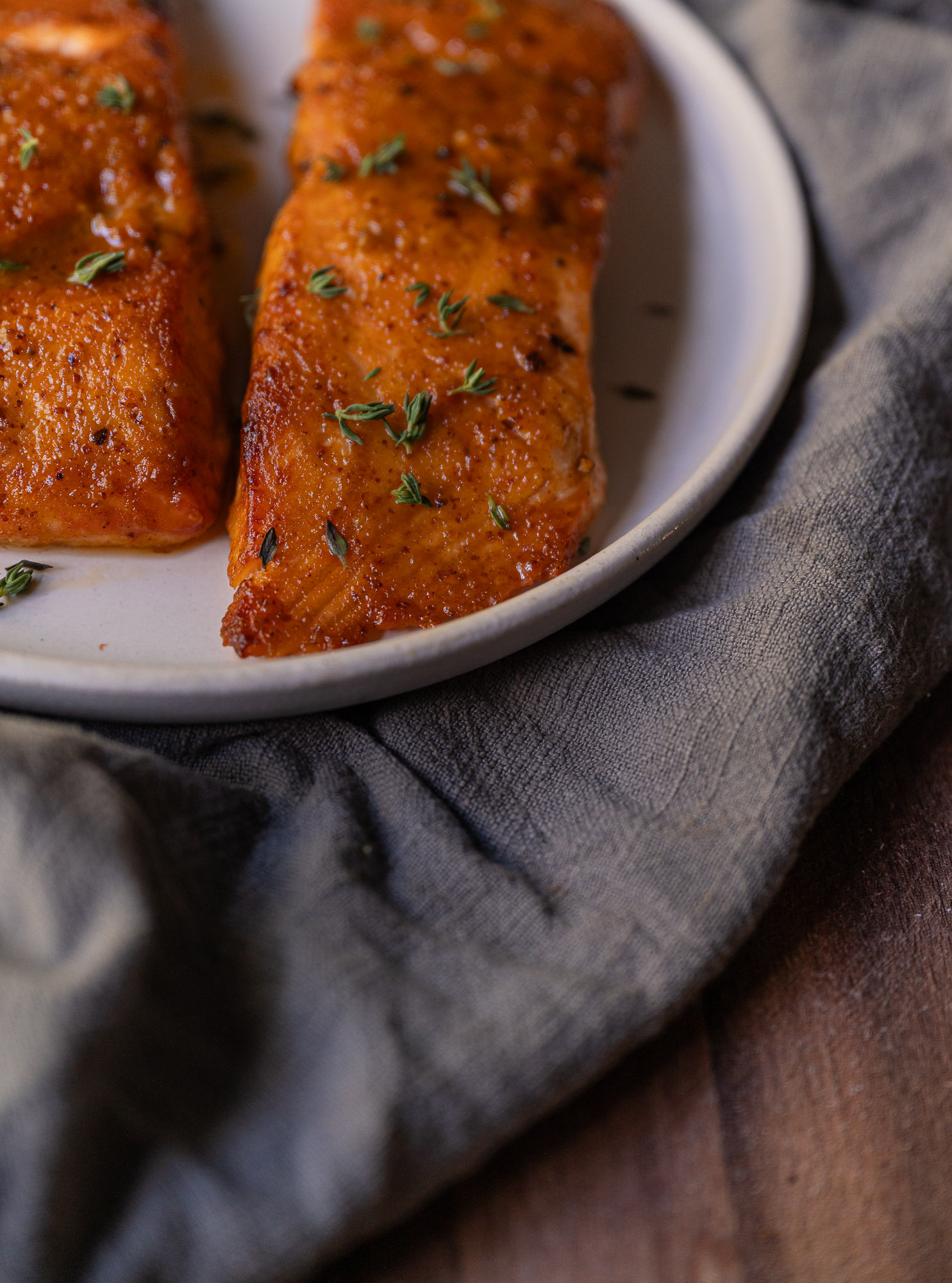 Air-Fryer Salmon with Maple Mustard Glaze