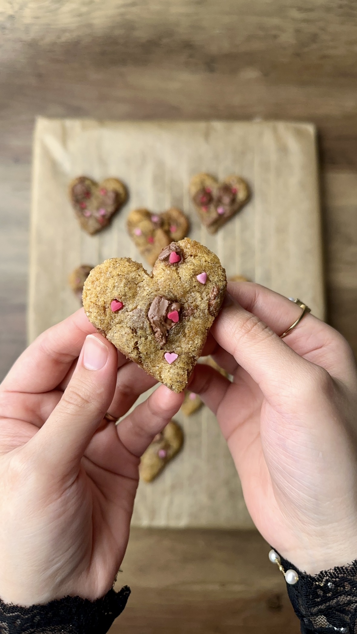 Heart-Shaped Brown Butter Chocolate Chip Cookies
