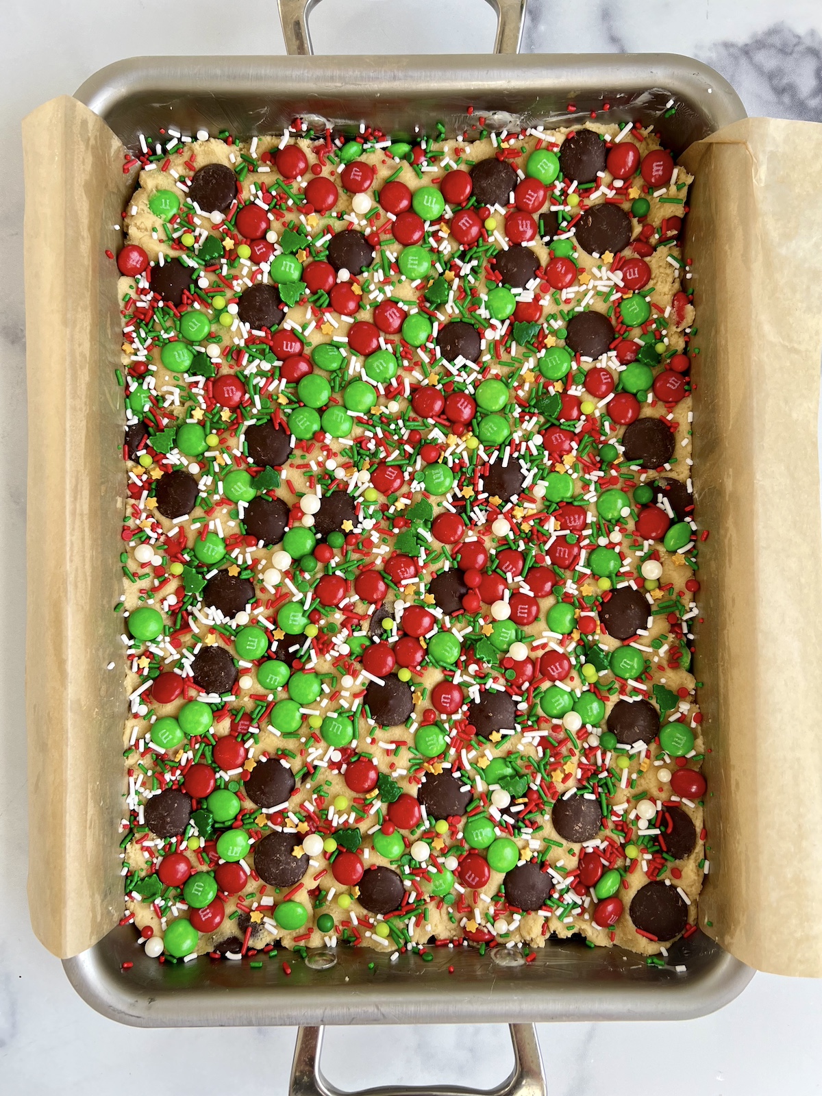 Holiday Chocolate Chip Sprinkle Bars