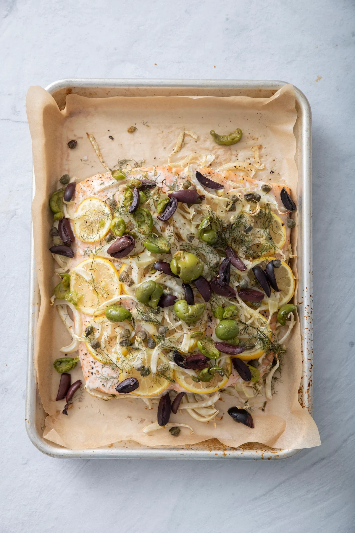 Salmon with Fennel, Citrus and Olives