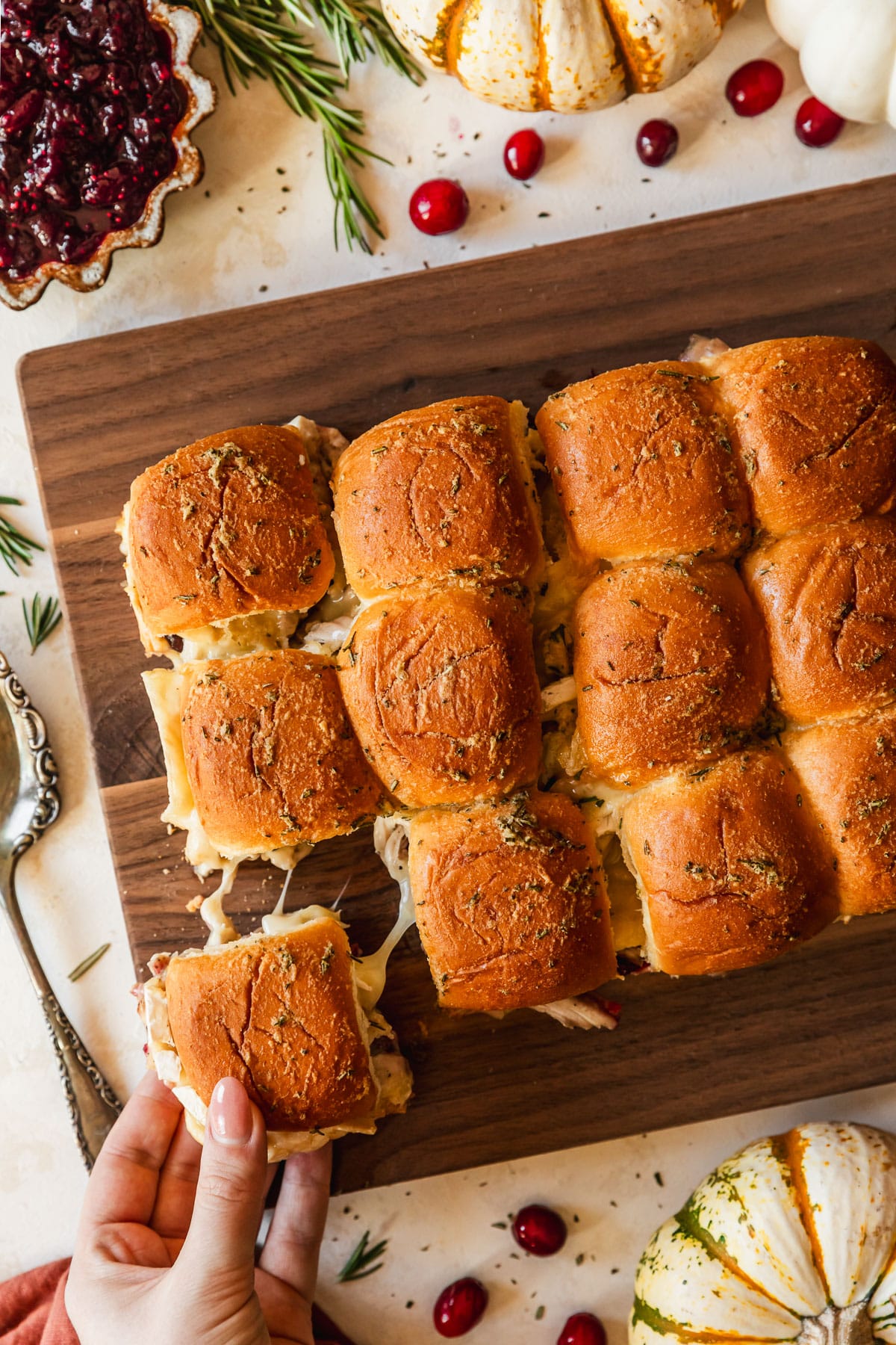 Leftover Turkey and Cranberry Sliders with Brie