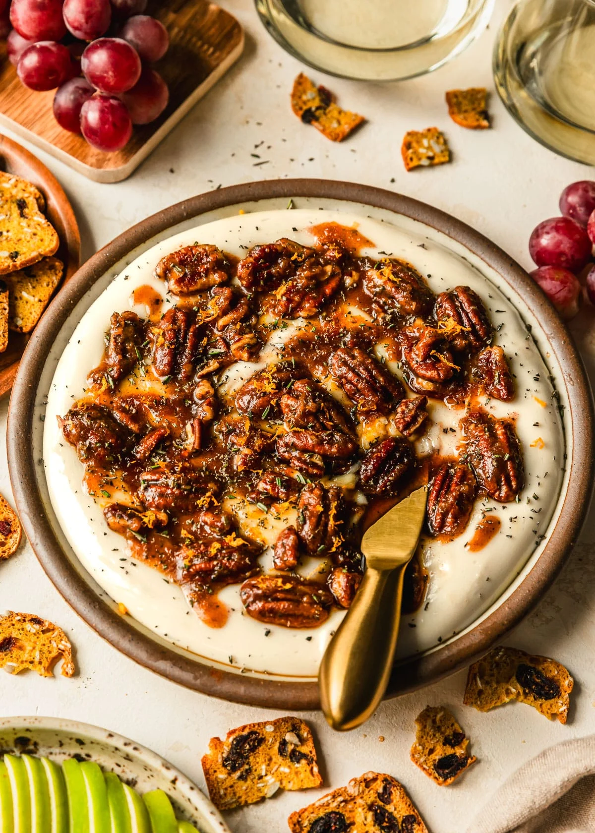 Quick Whipped Brie Cheese with Sticky Pecans