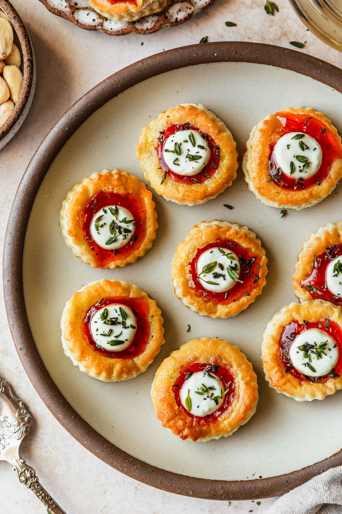 Pepper Jelly & Goat Cheese Puff Pastry Tartlets