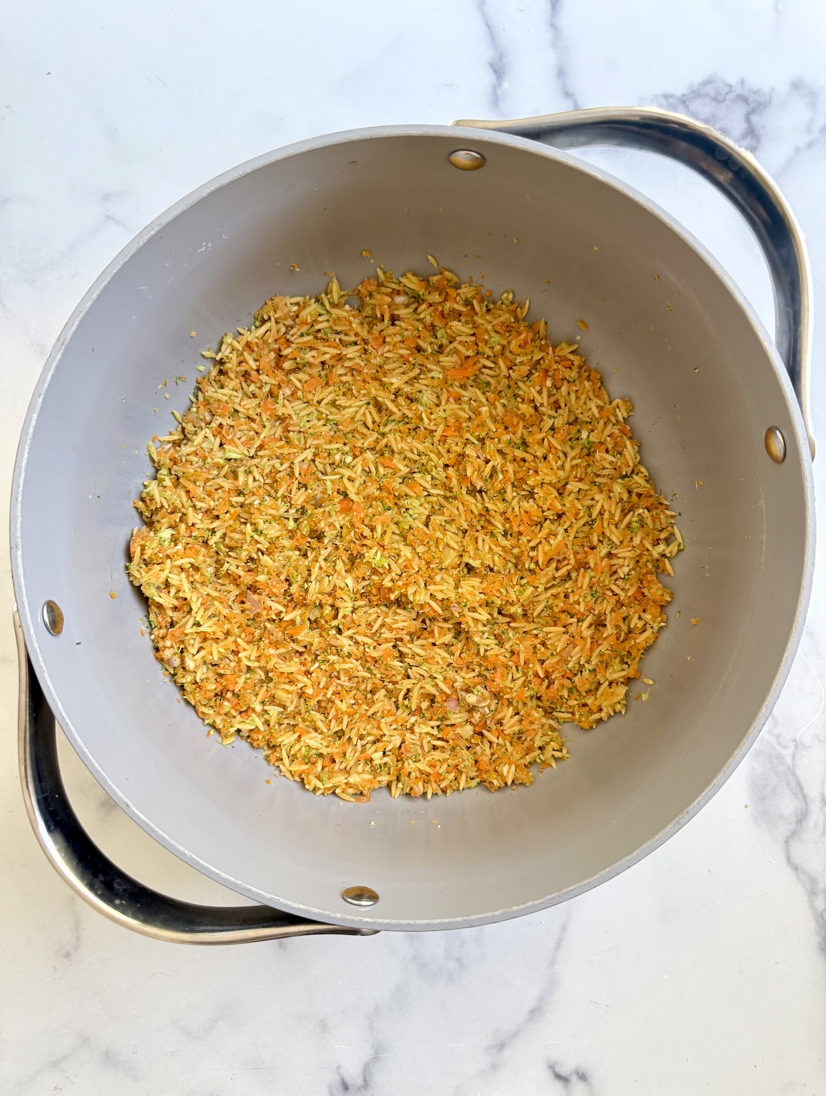 Carrot, Broccoli and Cheese Orzo