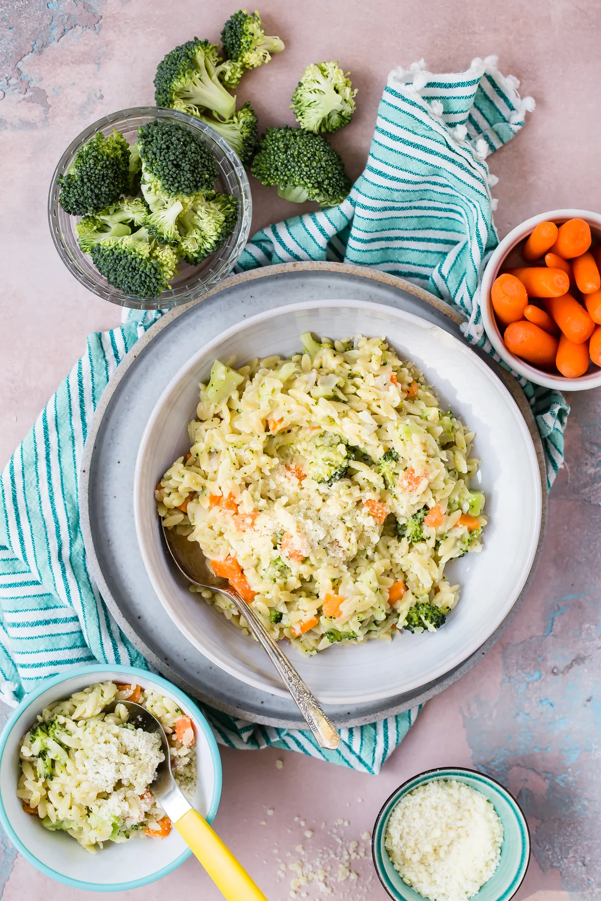 Carrot, Broccoli and Cheese Orzo