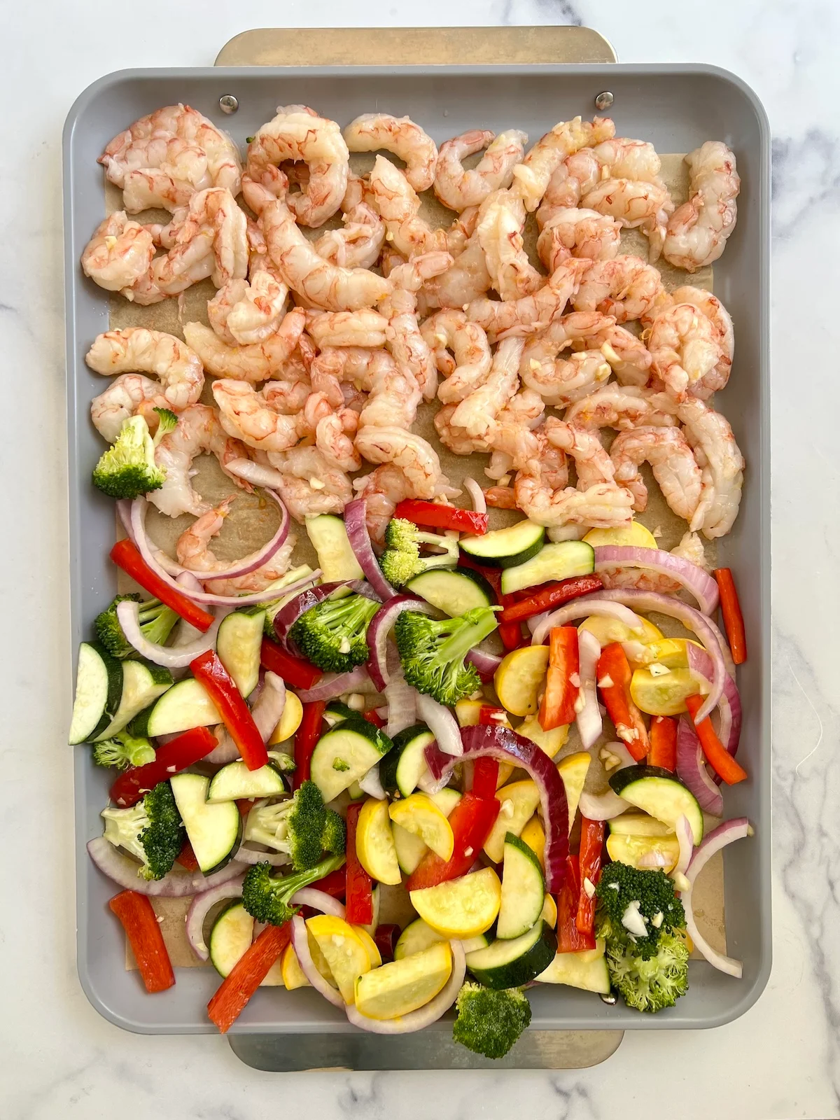 One Sheet Pan Shrimp and Vegetable Dinner