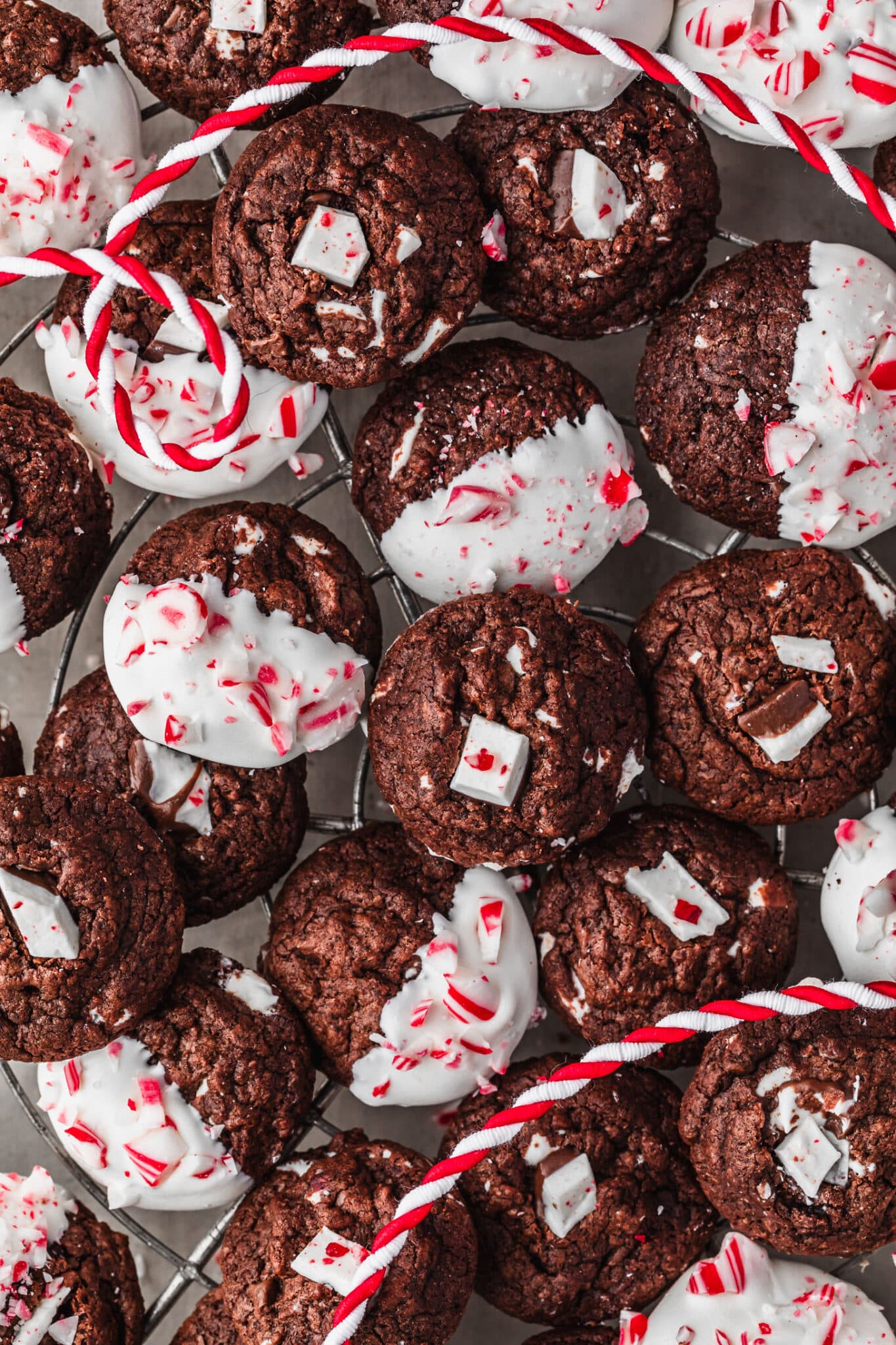 Chewy Mini Chocolate Peppermint Bark Cookies