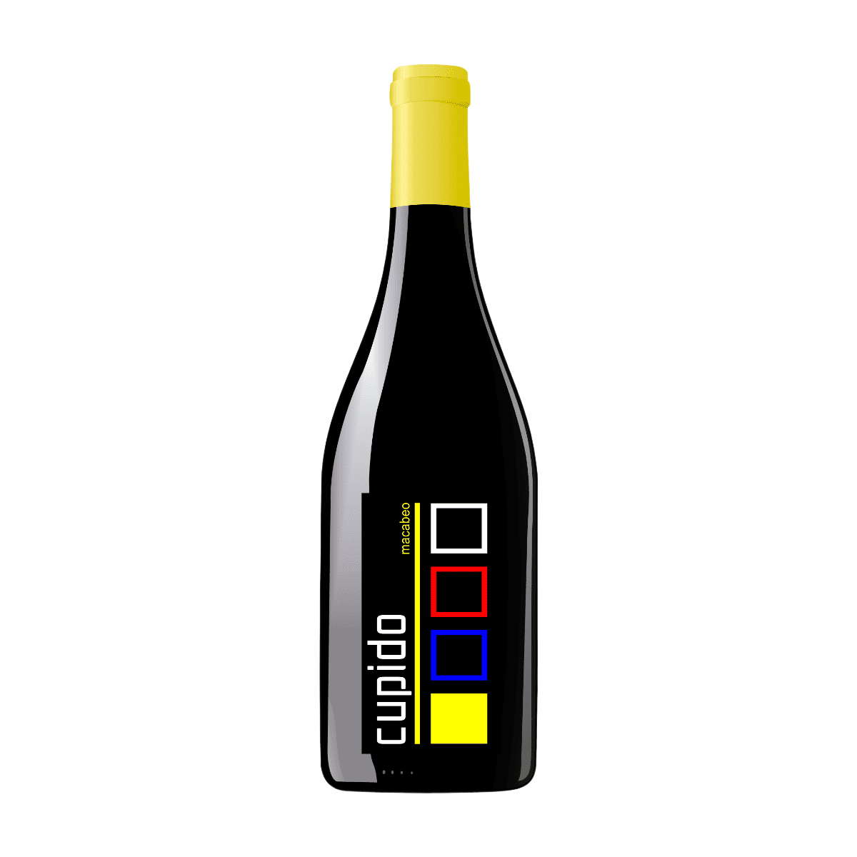 Een productfoto van de voorzijde van de wijn