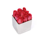 Dark Pink Classic Rose Silver Cube