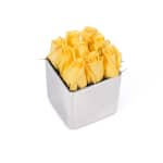 Yellow Classic Rose Silver Cube