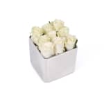 White Classic Rose Silver Cube
