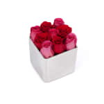 Pink / Red Mix Classic Rose Silver Cube