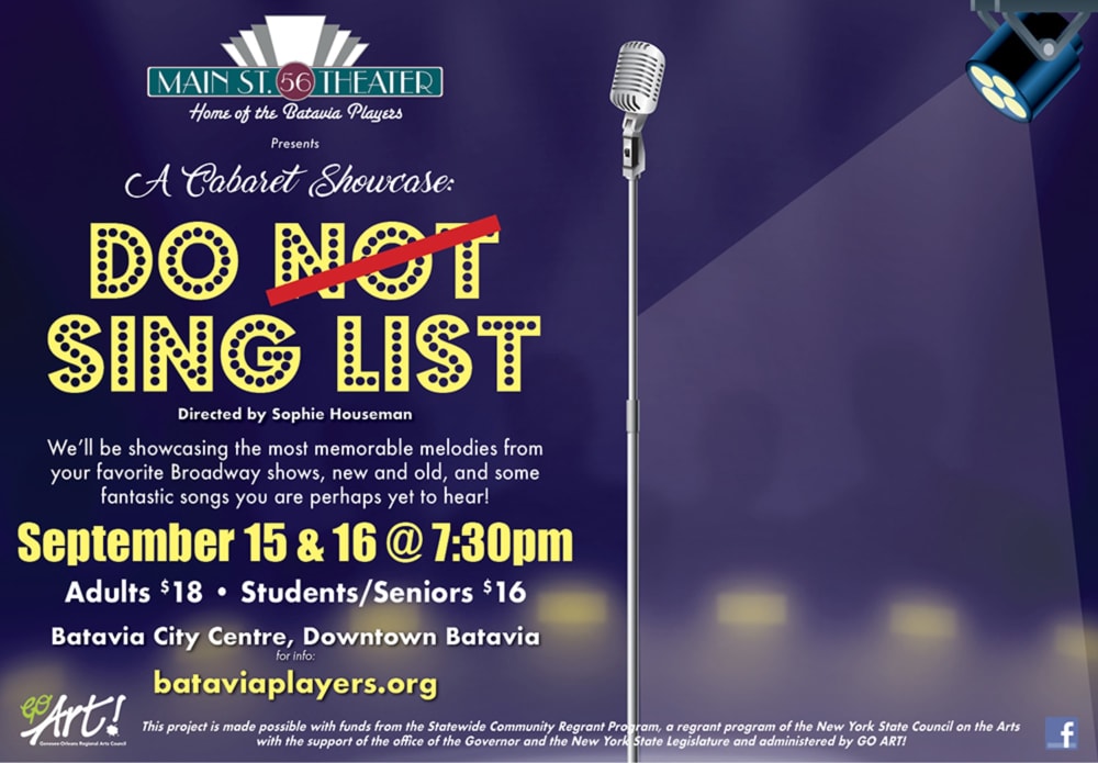 Batavia Players Presents Fall Cabaret Do "NOT" Sing List