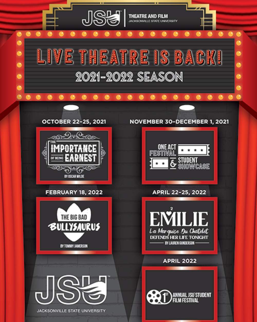 Season poster for JSU Theatre and film Season