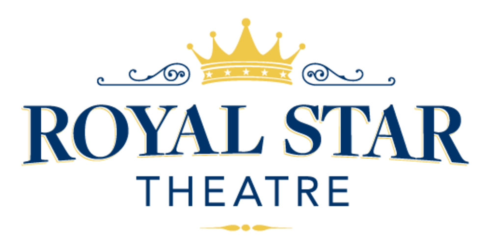 the Royal Star Theatre logo - a gold crown with dark blue flourishes on either side, atop the words ROYAL STAR in dark blue, atop the word Theatre in dark blue, with a small gold flourish at the bottom