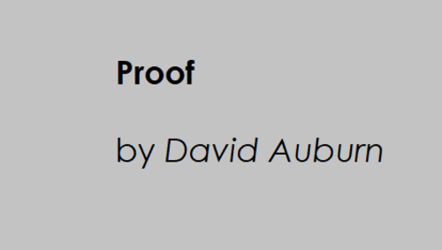 Drama - Proof by David Auburn