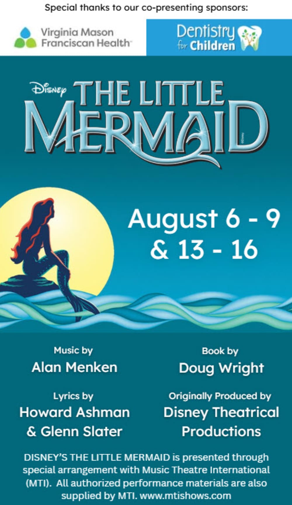 Disney's The Little Mermaid poster showing sponsors and credits.