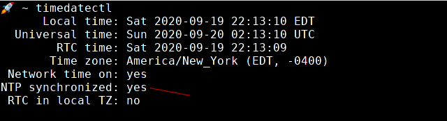 timedatectl NTP syncronized