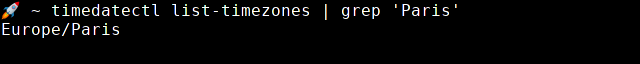 timedatectl list-timezones grep