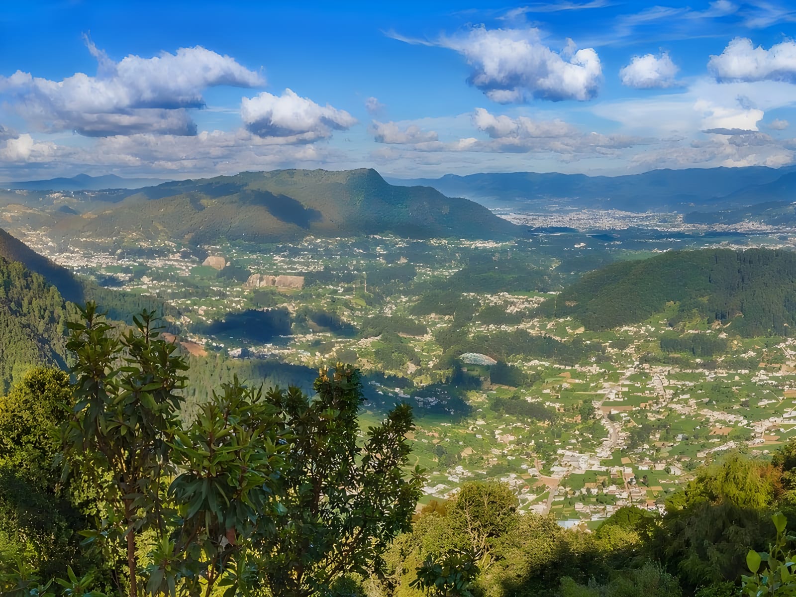 Panoramic view of Quetzaltenango among mountains