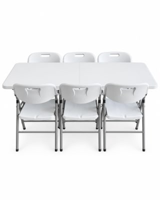 Combo de Mesa y Silla Plegable Blanco