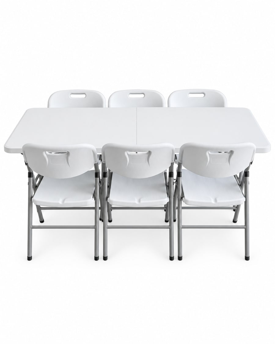 Combo de Mesa y Silla Plegable Blanco