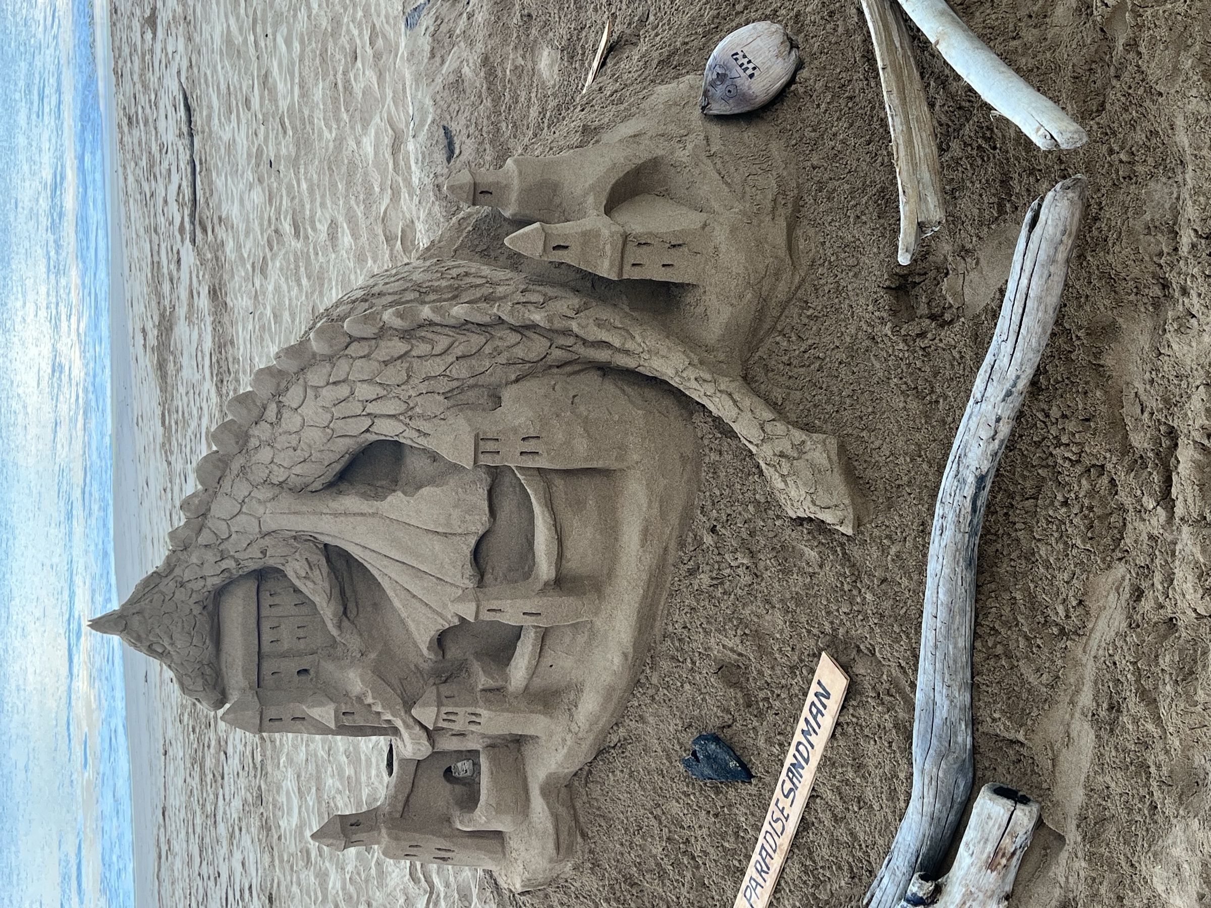 Paradise Sandman dragon castle — back angle with ocean behind, June 29, 2026