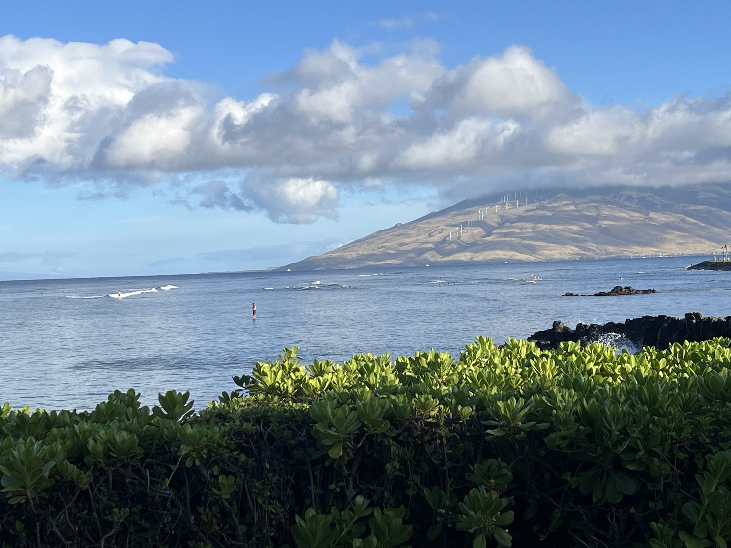 SUP paddler on calm morning water, South Kihei Maui