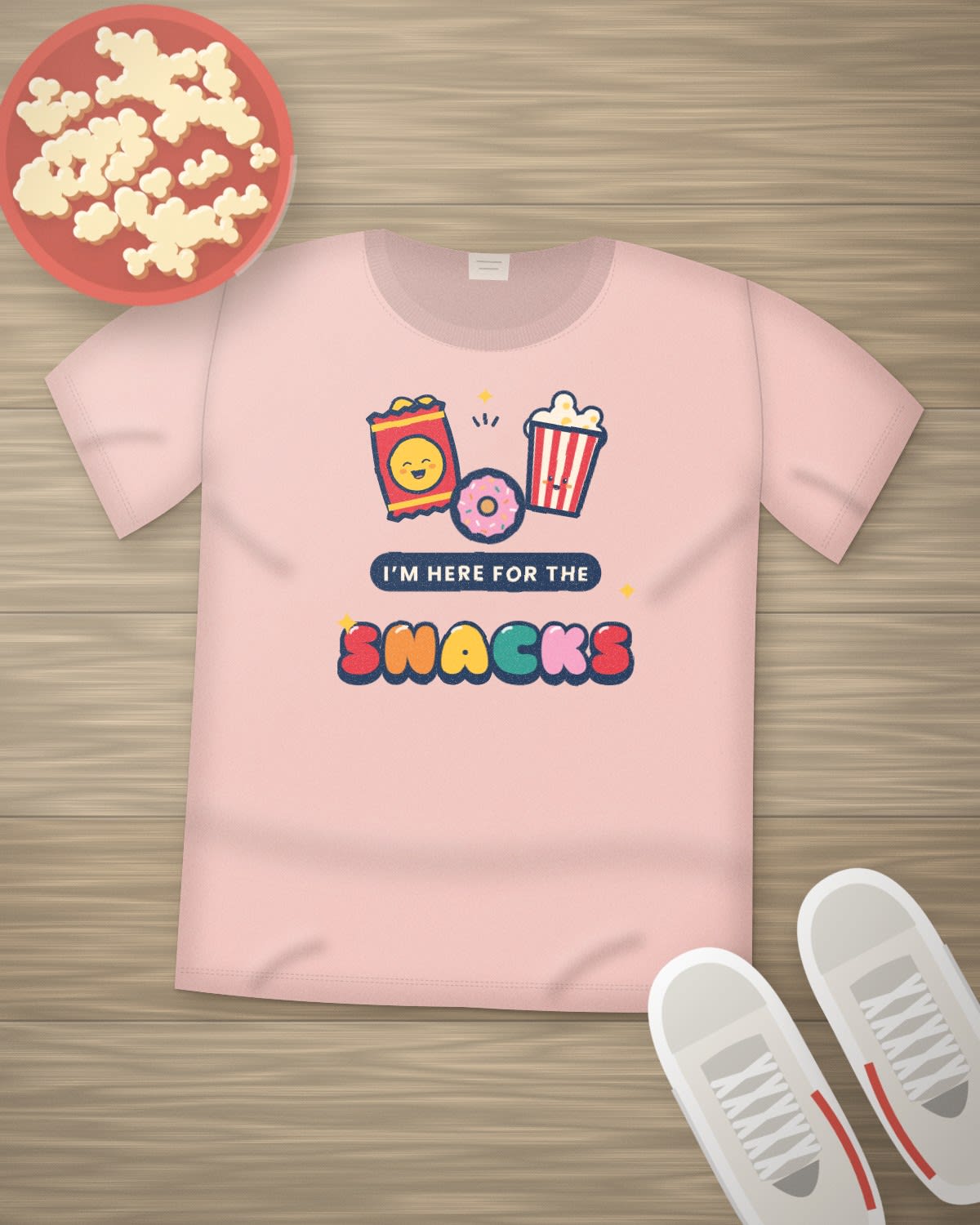 Funny T-Shirt with the "I’m here for the snacks." design