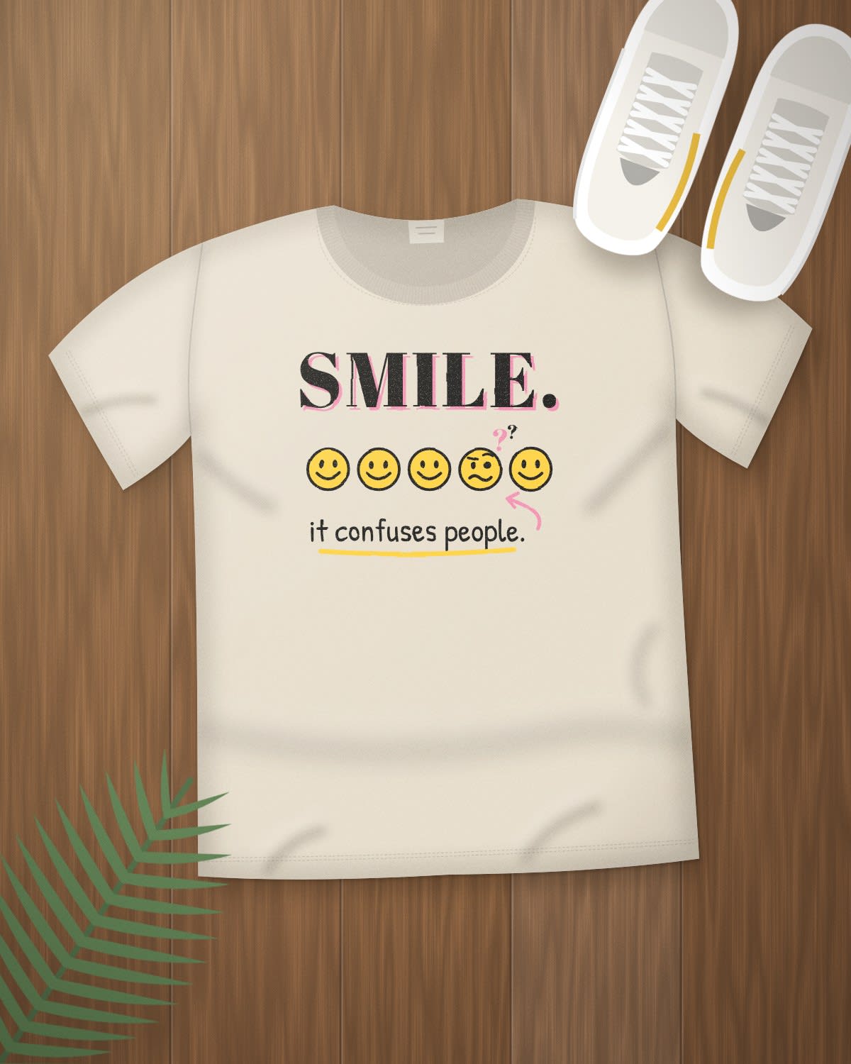 Funny T-Shirt with the "Smile. It confuses people." design