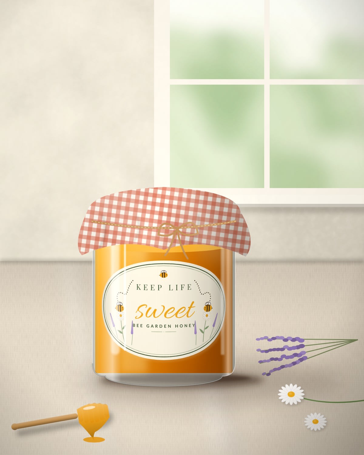 Honey Jar with the "Keep life sweet." design