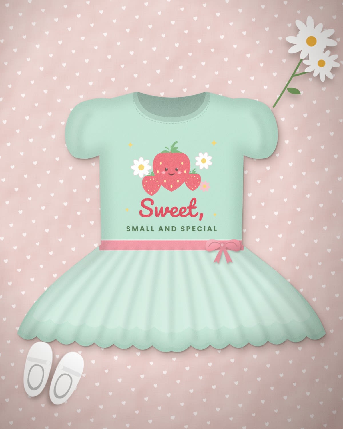 Baby Dress with the "Sweet, small and special." design