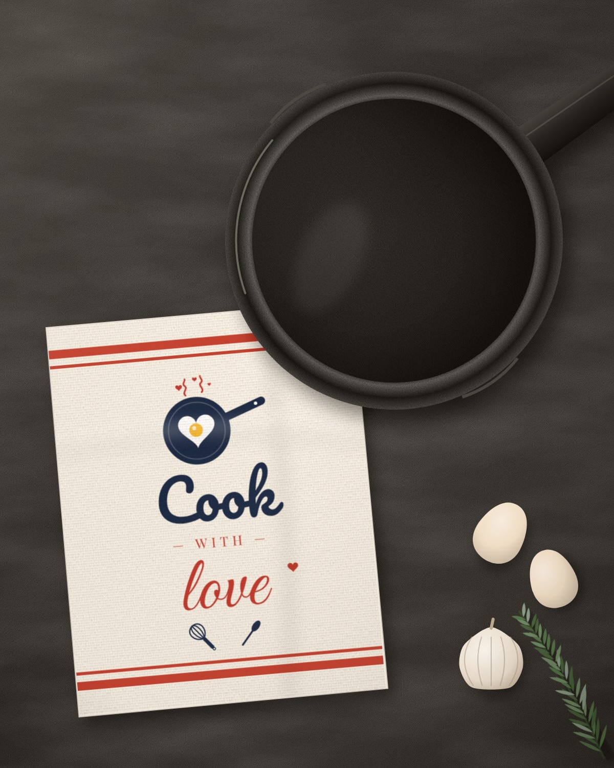 Frying Pan with the "Cook with love." design