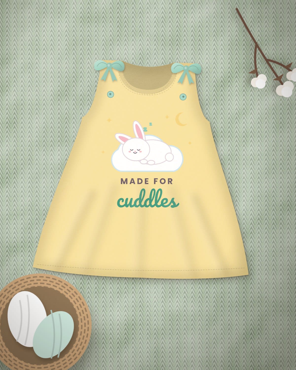 Baby Dress with the "Made for cuddles." design